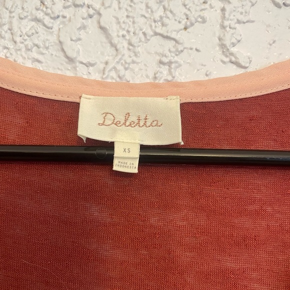 Red and pink sleeveless asymmetrical summer dress from anthropology size xs - Picture 4 of 4